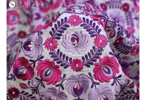1.75 Meter Indian Lilac Embroidered Fabric Sewing DIY Crafting Embroidery Wedding Dresses Fabric Costumes Dolls Bags Cushion Covers Table Runners