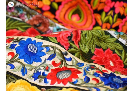 Multi Color Assorted Embroidered Fabric Remnants Saree Border Indian Sari Trims Remnant for DIY Crafting Junk Journal Sewing Boho Embroidery Home Décor Fabric
