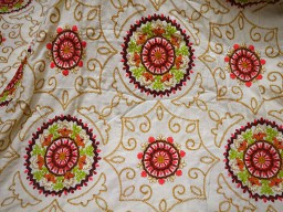 Beige Embroidered Fabric Floral Skirts Crafting Sewing By The Yard Embroidery Fabric Wedding Dress Bridesmaid Lehenga Quilting Cushion Sofa Cover Home Furnishing Table Runner