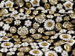 Black Embroidered Fabric by the Yard Georgette Embroidery Sewing Curtain DIY Crafting Summer Women Dress Material Drapery Wedding Costumes Home Decor
