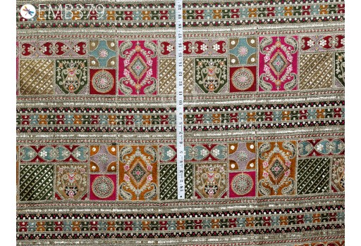 Multicolor Dress Material Indian Embroidered Fabric by the Yard Georgette Embroidery Sewing Curtain Crafting Summer Women Costumes Fabric