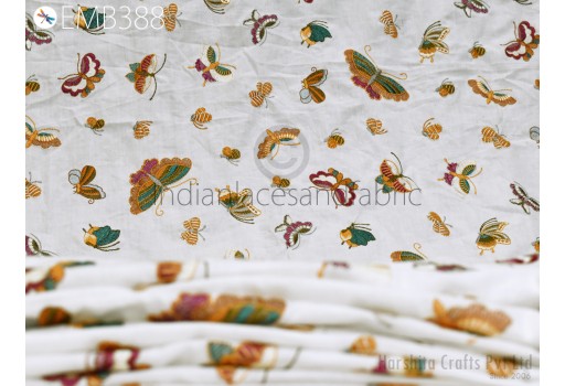 Soft Embroidery Butterflies Cotton Fabric by the Yard Sewing Embroidered Summer Dresses Costumes Cushion Covers Table Runners Fabric