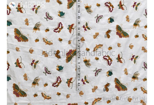 Soft Embroidery Butterflies Cotton Fabric by the Yard Sewing Embroidered Summer Dresses Costumes Cushion Covers Table Runners Fabric