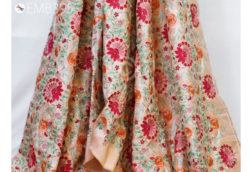 Peach Wedding Costumes Material Embroidered Fabric by the yard Sewing Crafting Indian Embroidery Bridal Dress Cushions Fabric