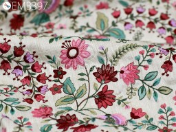 Multi Thread Embroidery Fabric by the yard Sewing Crafting Indian Wedding Dress Bridal Costumes Blouses Dolls Bags Cushions Table Runners Fabric