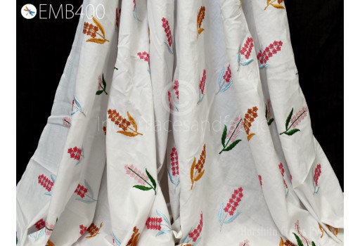 Summer Dresses Lightweight Embroidery Cotton Fabric by the Yard Indian Sewing Embroidered Crafting Women Kids Costumes Curtain Fabric