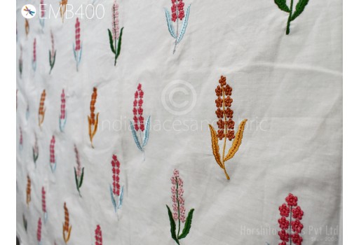 Summer Dresses Lightweight Embroidery Cotton Fabric by the Yard Indian Sewing Embroidered Crafting Women Kids Costumes Curtain Fabric