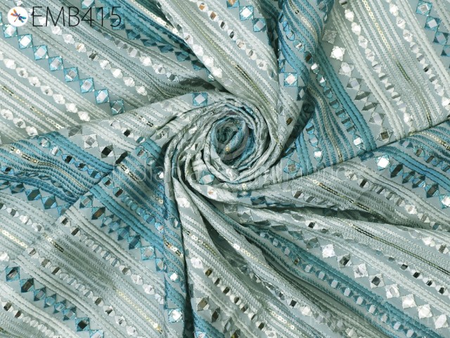 Viscose Georgette Sequins Fabric by the Yard Georgette Embroidery Sewing Curtain Bridal Costume Crafting Summer Women Dress Material Fabric