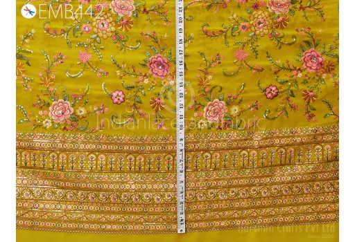 54'' Sewing Crafting Embroidered Georgette Fabric by the Yard Bridal Wedding Costumes Material Women Dresses Embroidery with Border 