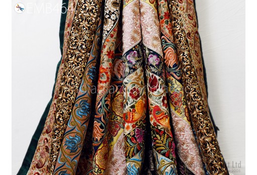 Indian Sari Trims Assorted Embroidered Fabric Remnants Saree Border Remnant for DIY Crafting Junk Journal Sewing Boho Multi Color Embroidery