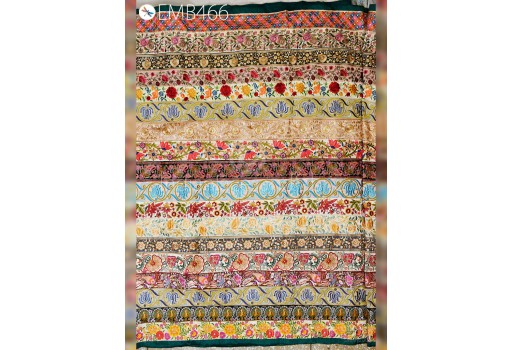 Remnants Saree Border Assorted Embroidered Fabric by the yard Indian Sari Trims Remnant for DIY Crafting Junk Journal Sewing Boho Multi Color Embroidery