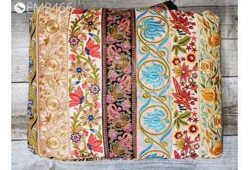 Remnants Saree Border Assorted Embroidered Fabric by the yard Indian Sari Trims Remnant for DIY Crafting Junk Journal Sewing Boho Multi Color Embroidery