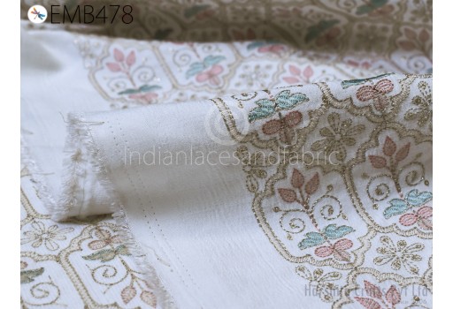 Sewing Crafting Indian Embroidered Fabric by the yard Wedding Dress Costumes Dolls Bags Cushion Covers Table Runners Embroidery Fabric