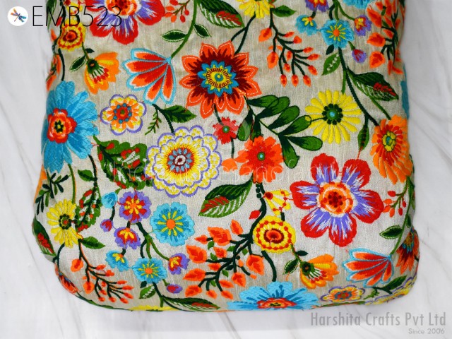Multi Color Wedding Costumes Fabric Embroidered by the yard DIY Sewing Crafting Indian Embroidery Dress Dolls Bags Cushion Covers Blouses