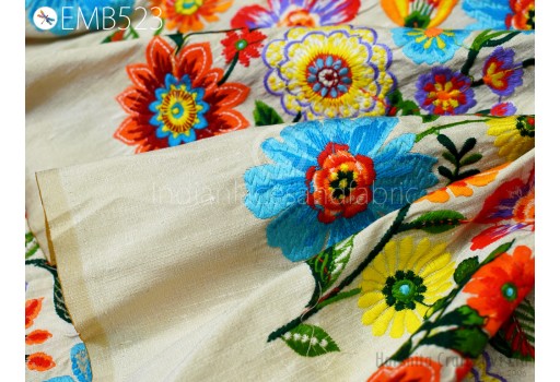 Multi Color Wedding Costumes Fabric Embroidered by the yard DIY Sewing Crafting Indian Embroidery Dress Dolls Bags Cushion Covers Blouses