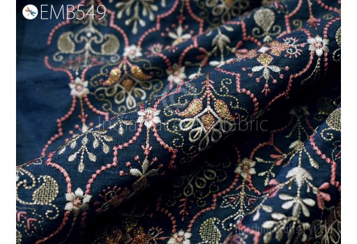 Dark Grey Embroidery by the yard Fabric Sewing DIY Crafting Embroidered Wedding Dresses Vest or Corset Fabric Theatrical Costumes Bags Runners