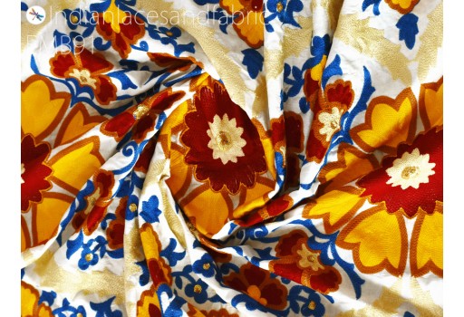Indian yellow embroidered fabric embroidery cotton fabric by the yard sewing fabric DIY crafting wedding dress costumes doll bag home décor furnishing curtains bridesmaid dresses fabric