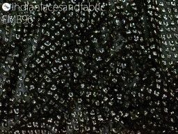 52" Indian black georgette sequined wedding dress sequin saree embroidered fabric by the yard diy crafting sewing costume dupatta home décor bridal lehenga fabric