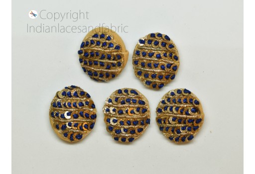 12 Pieces Zardozi Handcrafted Indian Embroidered Sequins Button Embroidery Decorative Fabric Cloth Covered Embellishment Crafting Button