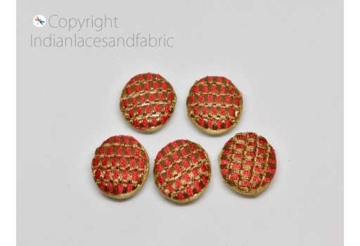 12 Pieces Button Decorative Hand Embroidery Button Fabric Covered Handcrafted Indian Embroidered Sequin Embellishment Crafting Zardozi Button