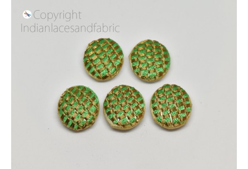 12 Pieces Button Decorative Hand Embroidery Button Fabric Covered Handcrafted Indian Embroidered Sequin Embellishment Crafting Zardozi Button