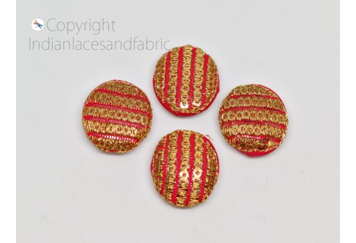 12 Pieces Button Decorative Embroidered Sequins Embroidery Fabric Cloth Covered Indian Zardozi Embellishment Crafting Sewing Handcrafted Buttons