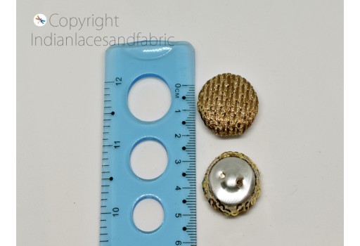 12 Pieces Button Decorative Gold Hand Embroidery Button Fabric Cloth Covered Handcrafted Embellishment Crafting Sewing Embroidered Sequins Buttons