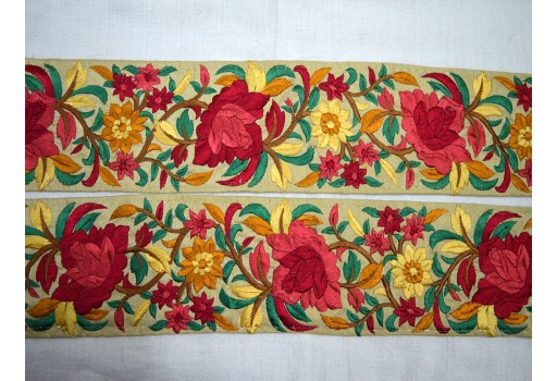 9 Yard Wholesale yellow embroidered ribbon decorative floral pattern sari border stunning sewing fabric trim crafting christmas trimmings for festive wear dresses handmade garment clothing