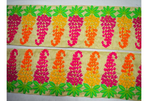 9 Yard Fuchsia Embroidered Designer Trims Fabric Fabric Embellishment costume Indian Trimming Saree Ribbon Embroidery tape Decorative Sewing Crafting Sari Border