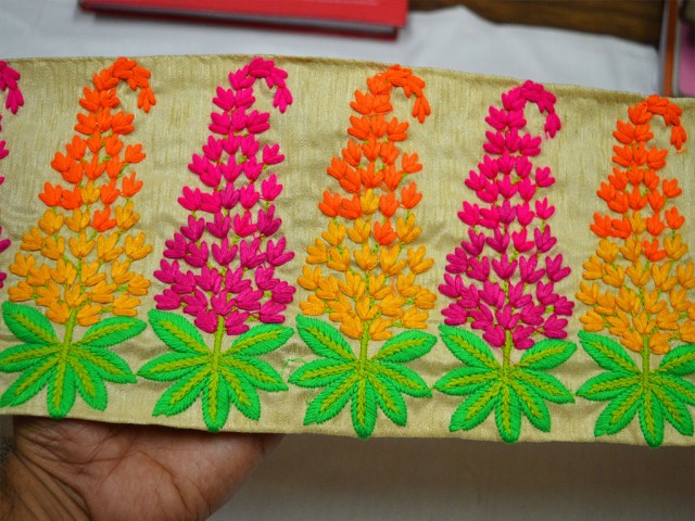 9 Yard Fuchsia Embroidered Designer Trims Fabric Fabric Embellishment costume Indian Trimming Saree Ribbon Embroidery tape Decorative Sewing Crafting Sari Border