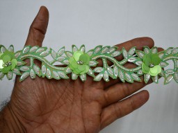 Exclusive green white beaded trim bridal belt sashes wedding lehenga ribbon by the yard costume beads trimmings accessories Christmas home décor sewing party wear gown dresses bridal wears tape