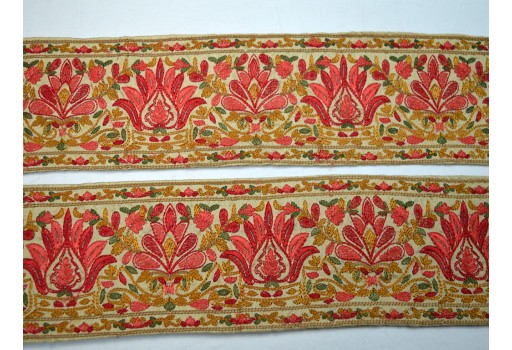Decorative floral design Christmas supplies trim by 3 yard home décor embellishments crafting saree embroidered sari trimmings for bags party  wear lehenga dresses tape  pillow cover ribbon