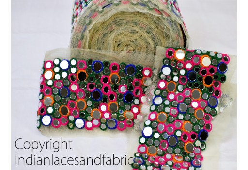Decorative multi color mirror trim by the yard wedding dress ribbon bridal belt sashes Indian laces costume crafting sewing lehenga border lampshades home décor party wear gown cushions table runner tape