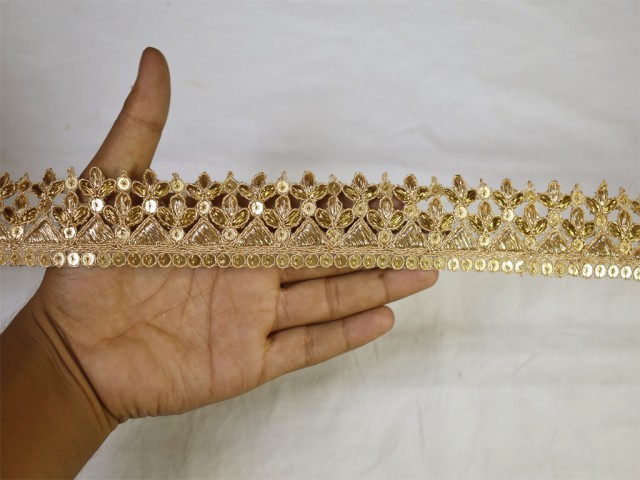 2 yard gold saree fabric embellishment trim for dupatta zari bridal belt trimming Indian costume designing indian sari tapes crafting sewing sequins work border festive wear gown ribbon decorative dresses lace