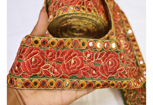 9 Yard wholesale maroon floral embroidery trimmings wedding lehenga dresses ribbon garments accessory Indian trim sari crafting hand sewing border decorative beach bags laces
