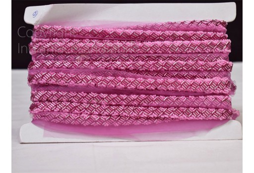 Exclusive pink glass beaded saree trimmings bridal belt sashes wedding dress lehenga ribbon decorative Indian fabric sewing accessories trim by the yard sari crafting border beach bags lace party wear gown tape