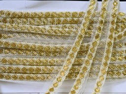 Exclusive gold glass beaded saree trimmings bridal belt sashes wedding dress lehenga ribbon decorative Indian fabric sewing accessories trim by the yard sari crafting border party wear gown tape