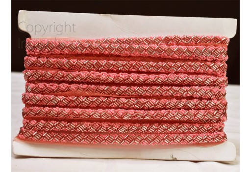 Exclusive coral red trim by the yard wedding gown bride belt sashes ribbon Indian laces costumes crafting sewing tape sari cushions drape blouse material trimming home décor party wear gown border