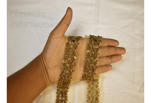 Indian Handcrafted Gold Beaded Trim at Rs 2230/roll, लेस ट्रिम in New  Delhi