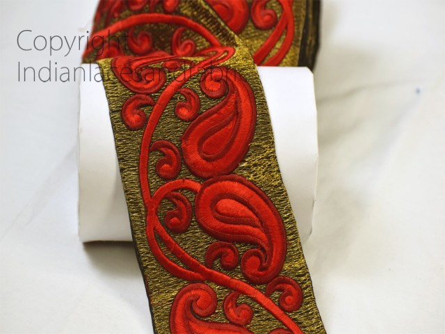 Our Lovely Embroidered Trims For, Red Curtain Ribbon Trim