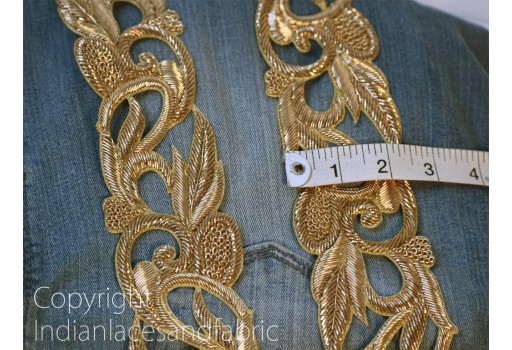 Decorative Handmade Zardosi Lehenga Border Exclusive Indian Gold Trim By the Yard Crafting Ribbon Heavy Costume Trimmings Zari Lace For Wedding Wears tape garment accessories