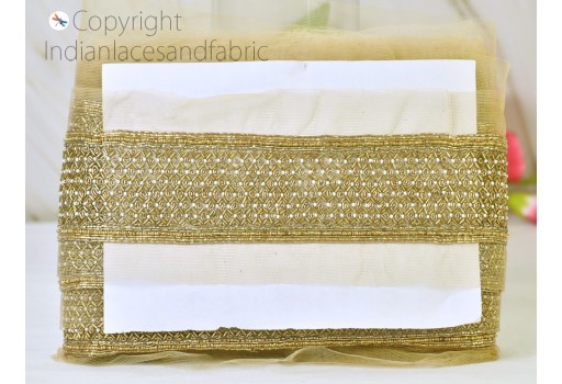 Gold Beaded Trims by the Yard Wedding Dresses Ribbon Bridal Belt Sashes Indian Laces Costumes Crafting Sewing Boutique Material Home Decor