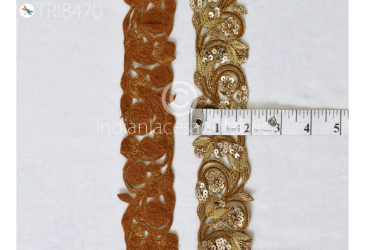 Gold Zardozi Trim By 9 Yard Indian Handcrafted Floral Sari Border Crafting Saree Ribbon Embroidered Zari Lace Handmade Trimmings Costumes