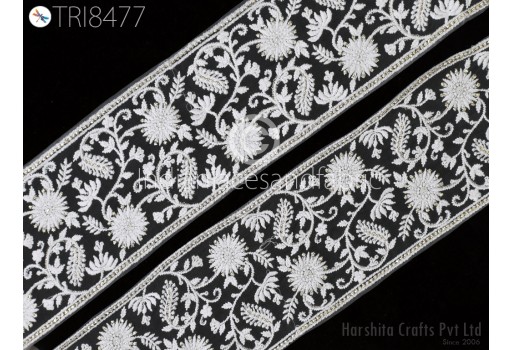 Indian Embroidered Dye able Trim by the yard Sari Border DIY Crafting Saree Sewing Embroidery Dress Decorative Embellishment Fabric Ribbon Trimming Cushion