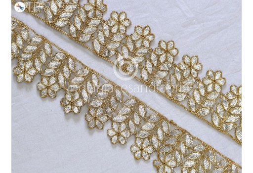 Gota Patti Sari Border Embroidered Trim by the Yard Indian Sequined Wedding Wear Dresses Embroidery Saree Ribbon Sewing DIY Crafting Home Décor Clothing Costume Trimming