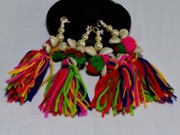 1 Pair Tribal Pom-Pom Tassels For Belt Boho Hippie Banjara Key Charm Cowrie Shells Latkan Home Decor Curtains DIY Crafting Hair Accessory
