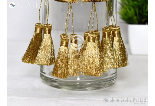 2 Pc Indian Gold Beaded Tassels Handmade Decorative DIY Crafting Jewelry Charms Embellishment Bridal Curtain Tiebacks Home Decor Latkans