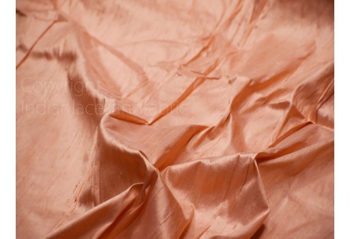 Dark peach pure dupioni fabric raw silk by the yard indian wedding dresses pillowcases drapery blouses curtains cushions costumes sewing