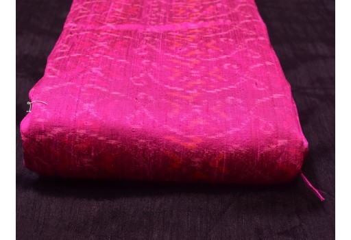 Indian handwoven magenta pure dupioni ikat silk fabric by the yard wedding bridesmaid prom dress crafting sewing cushion drapery upholstery