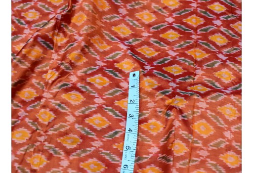Indian burnt orange pure silk ikat fabric by yard wedding bridesmaid dresses handwoven crafting sewing fabric cushion pillow drapery curtain party wear fabric clothing accessories